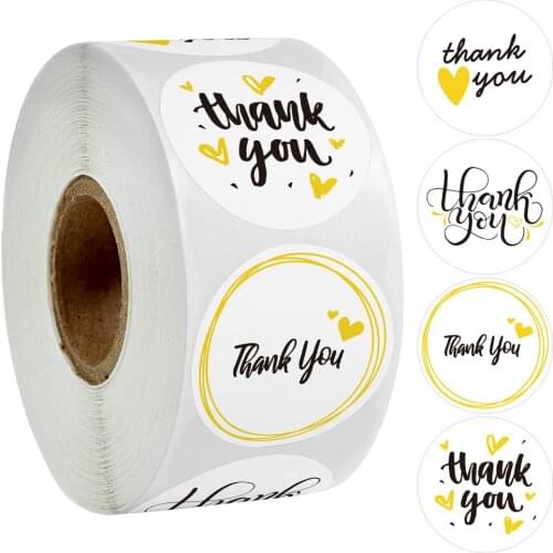 Thank You Stickers With 4 Style Yellow Round Or Heart Scrapbook Labels For Wedding Envelope Seal Handmade Stationery Sticker