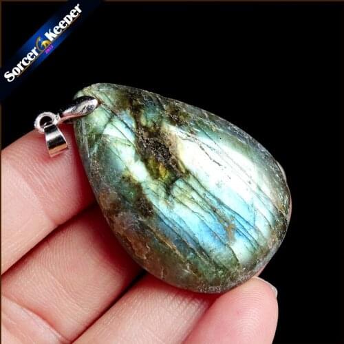 Real Natural Labradorite Crystal Gem Stone Handmade Fine Jewelry Moonstone Pendant Necklace Men Women Acessorios for Gift YS988