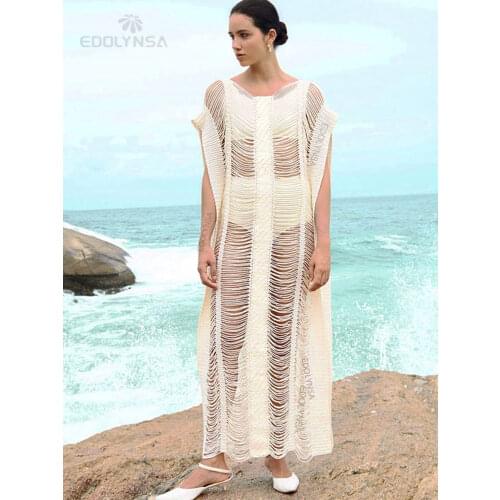 2021 New Arrival Bikini Cover-ups White Lace Tunic Sexy V-neck Plus Size Women Summer Dress Beach Wear Swim Suit Cover Up Q1262