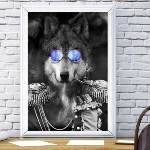 Glasses Tiger Lion Bear Wolf Wall Art Canvas Painting Nordic Posters And Prints Black White Wall Pictures For Living Room Decor