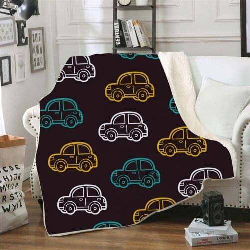 Hoodie Blanket Plush Throw Blanket 3D Cartoon Car Printed Sherpa Fleece Microfiber Throw Blanket 2019 Gift Drop Shipping