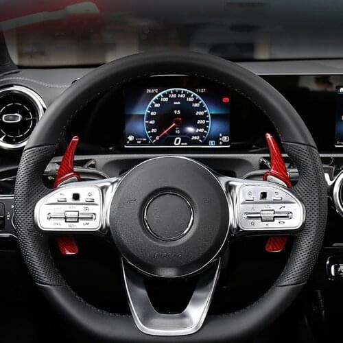 A Pair Carbon Fiber Car Steering Wheel Paddle Shifter Cover Sticker For Mercedes W205 A/B/Class GLE GLA CLS Auto Accessories