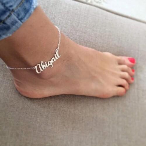 Custom Name Anklet Stainless Steel Personalized Gold Name Pendant Anklet Beach Daily Jewelry Gift For Bestfriend BFF