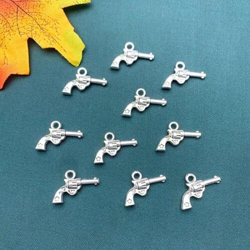 10Pcs Charms Pistol Gun Antique Silver Color Making Pendant Accessories For Jewelry Making DIY Handmade Necklace Crafts Supplies