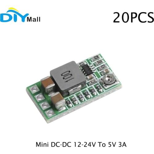 20pcs Mini DC-DC 12-24V To 5V 3A Step Down Power Supply Module Voltage Buck Converter Adjustable 97.5% 1.8V 2.5V 3.3V 5V 9V 12V