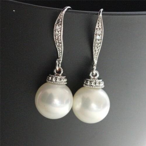 Huitan Delicate Imitation Pearl Hook Earrings Girl Party Daily Wear Versatile Statement Dangle Earrings for Women Exquisite Gift