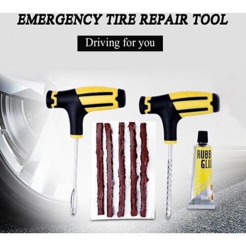 Car Tire Repair Tool Tire Repair Kit Studding Tool Puncture Plug Tubeless Set Garage Accessories Car Auto Bike Tire Tyre X6M0
