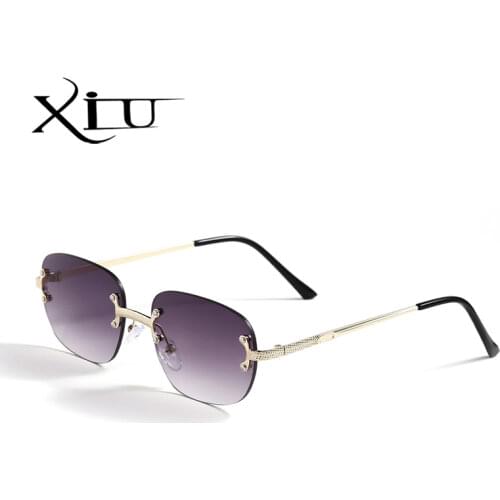 XIU men retro sunglasses rimless male 2022 gold metal ladies sun glasses uv400 women frameless summer hot-selling
