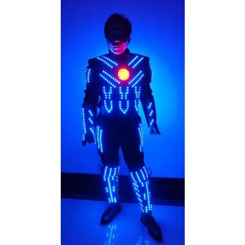 Future technology Lumious robot costume Captain America armor stage dance clothing light show halloween cosplay costumes