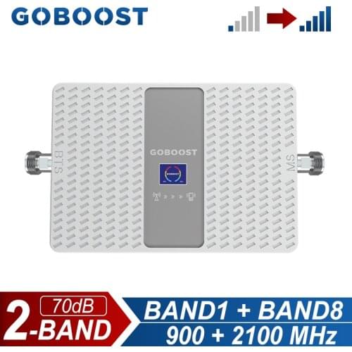GOBOOST GSM 900 UNTS 2100 MHz Cellular Repeater 2g 3g Mobile Signal Booster LCD Display Dual Band Amplifier