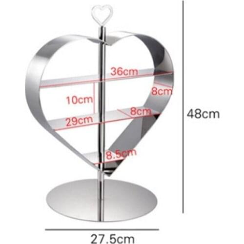 Heart-shaped stainless steel cake snack rack buffet tableware dessert display stand wedding table