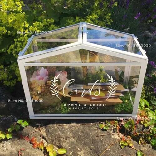 Custom Name Date Card Box Sticker Vinyl Decal For Wedding Card Box Sticker White Vinyl Decal Cards Box Wedding Cards Sign LC1764