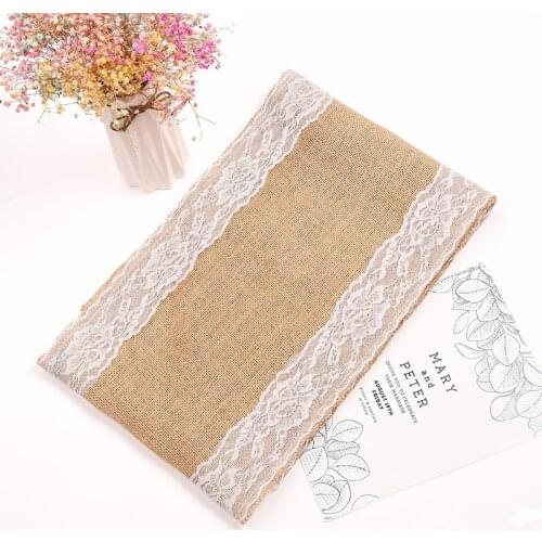 1pc Vintage Natural Burlap Jute Linen Table Runner Christmas Wedding Champagne Table Dining Room Restaurant Table Gadget