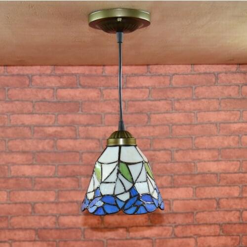 Vintage E27 LED Aisle Light Retro Stained Glass Retro Loft Pendant Lamp Metal Hanging Lights For Dining Room Bedroom Hallway