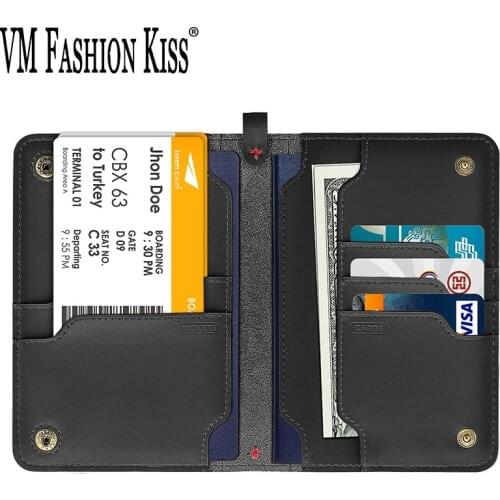 VM FASHION KISS 2020 NEW Travel Wallet Genuine Leather Multifunction Passport Wallets Large Capacity Passport Purses Holders