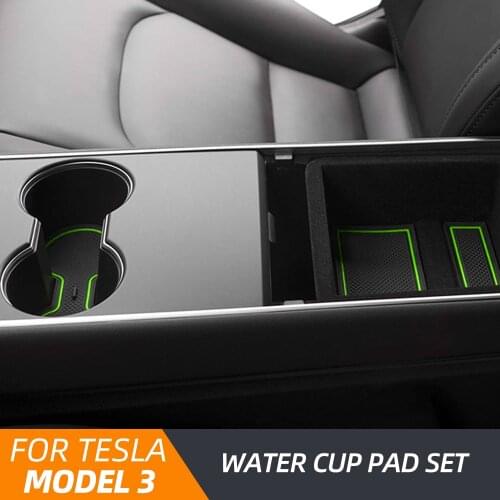 Vxvb Tesla Model 3 2020 Car Accessories Auto Non-Slip Console Wrap Mat Gate Slot Center Protective Cup Holder Pads Model3 Three