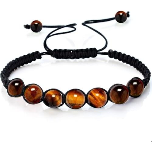 Womens Yoga Jewelry 7 Chakra Stone Beaded Bracelets Adjustable Cord 8mm Round Amethysts Tige Eye Lapis Lazuli Stone Bracelets