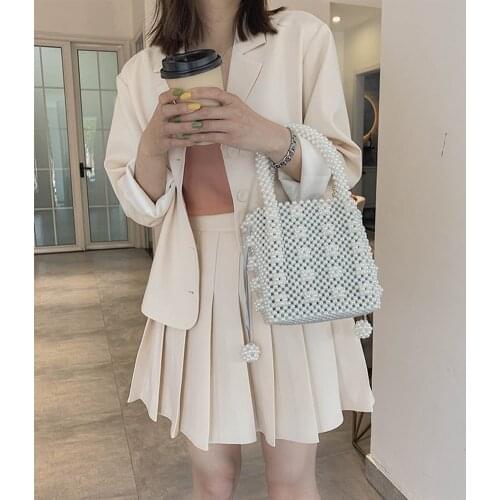 Women Sweet Pearl Handmade Bag Beaded Totes Evening Bags Clutch Wallet Korean Style Vintage Magic Handbags