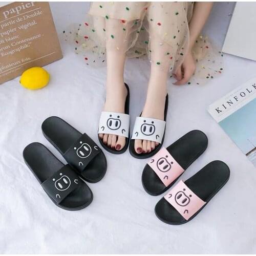 Women Summer Home Slippers New Non-slip Indoor Cartoon Pig Thick-soled Bathroom Wet Water Outside Wear Sandals Lightweight