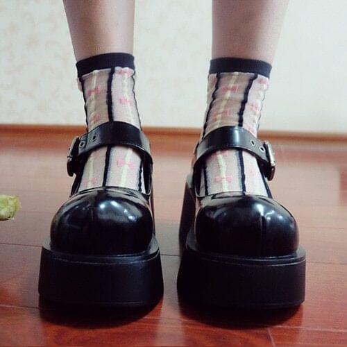 Girls Womens Mary Jane Block Heel Round Toe Vintage Buckle Creeper Gothic Shoes Lolita Cosplay Black Platform C291MA1