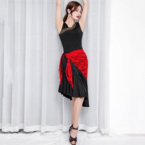 Latin Dance Dress Women Sleeveless Irregular Dress for Ballroom Samba Tango Chacha Belly Dancing Performamnce 58074