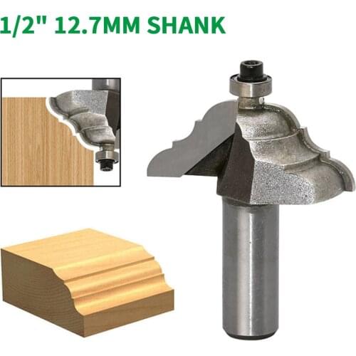 1PC 1/2" 12.7MM Shank Milling Cutter Wood Carving Table Edge Router Bit -French Baroque Line knife Woodworking Tenon Cutter Tool