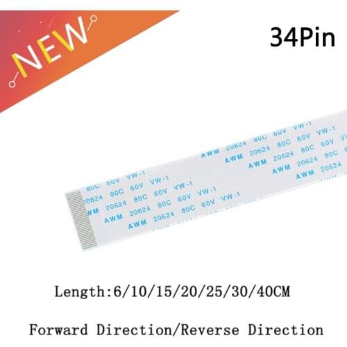 10PCS 34Pin FPC/FFC Ribbon Flexible Flat Cable Pitch 0.5MM 34P Wire Length 6/10/15/20/25/30/40CM