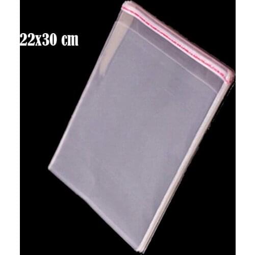 100 Pcs Crystal Clear Poly Bag 22x30cm 4cm OPP Plastic Packaging Bags For A4 Paper