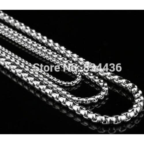 20pcs 2 2.5 3 3.5 4mm stainless steel pendant square box necklaces link chains men womens DIY Jewelry accessories wholesale