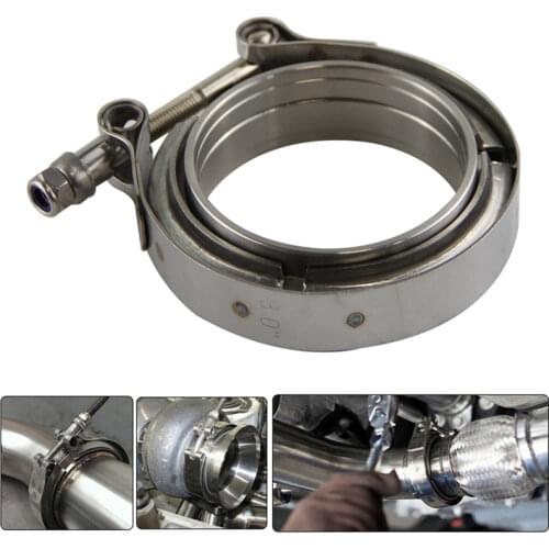 3" 76mm Stainless Steel V Band Clamp and Flange Kit for Turbo Exhaust Downpipe
