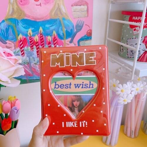 3Inches Cartoon Album Holds PVC Hollow Love Heart Model Photo Holder Photo Album 3 Plug-in Letters Business Card Bag Card Holder