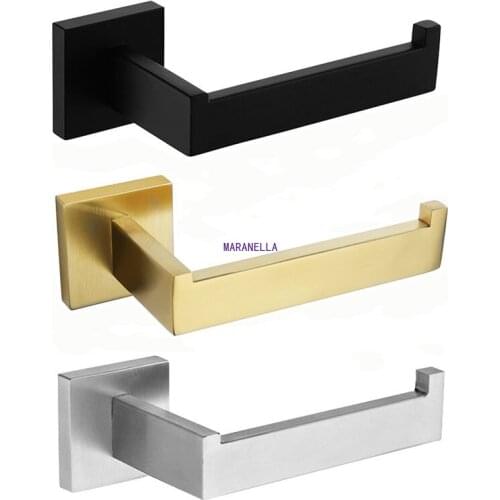 304 Stainless Steel Square Toilet Paper Holder Bathroom accessories Mirror Chrome Polished & Black & Brushed 3 Styles