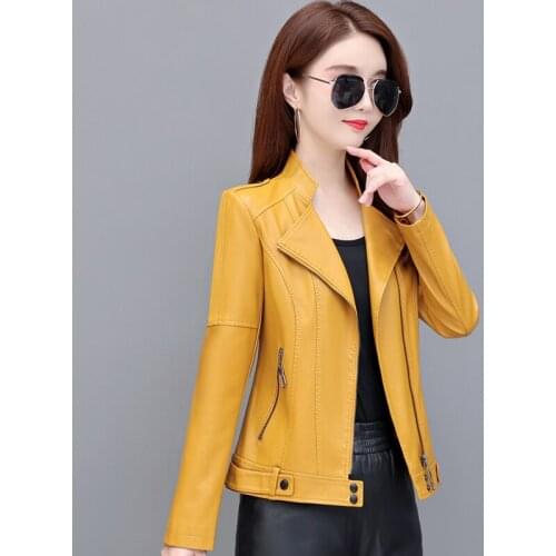 Plus Size 4XL Motorcycle Female Leather Clothing New 2021 PU Leather Coat Women Short Slim Spring Autumn Jacket Women Coats