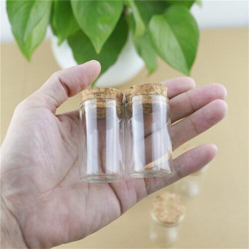 50 pieces 30*50mm 20ml Small Glass Vial Bottle Stopper Jar Test Tube Cork Spice Container Small Vials Tiny glass Bottles