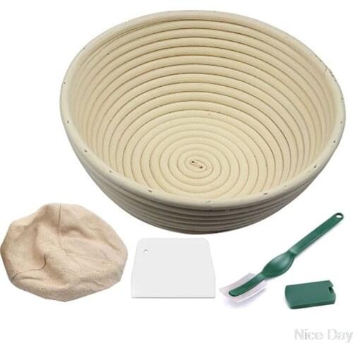 9Inch Bread Banneton Proofing Basket With Removable Liner and 2Scraper for Baker Ju01 20 Dropship