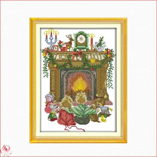 The Children Sit Down Around The Stove Cross Stitch Kit DIY Pattern 14CT 11CT Embroidery Set Needlework Home Decoration Painting