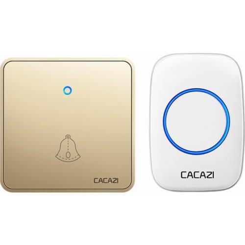 CACAZI Home Wireless Doorbell Waterproof 300M Remote 2032 Battery Transmitter Night Light Receiver 0-110DB 5 Volume 60 Chimes