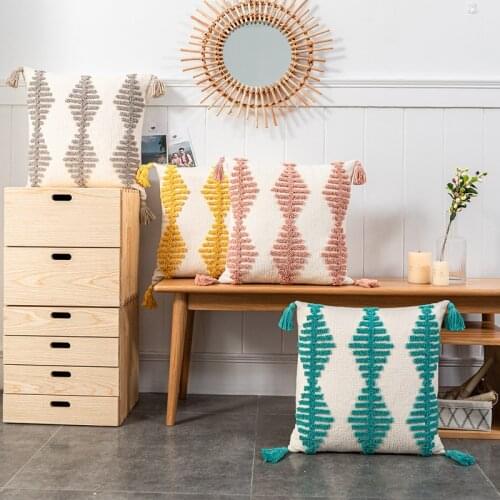 Home Decor Cushion Cover 45x45cm Grey Yellow Green Pink Soft Chenille Pillow Cover For Sofa Bed Chair Living Room Bed Room