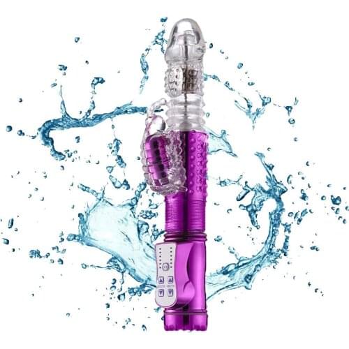 Dual Motor Thrusting Rotary Rotating Rabbit Vibrator Waterproof Anal Dildo G Spot Clitoris Stimulator Sex Toys for Woman