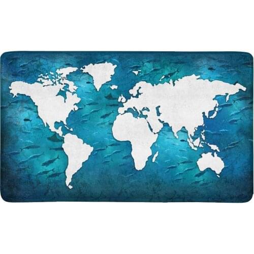 Art World Map Indoor Entrance Rug Floor Mats Shoe Scraper Doormat