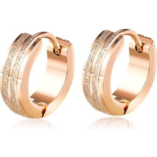 New Arrival Grooved Frosted Ear Clip Fashion Stainless Steel Jewelry For Woman Birthday Gift Drop Shipping