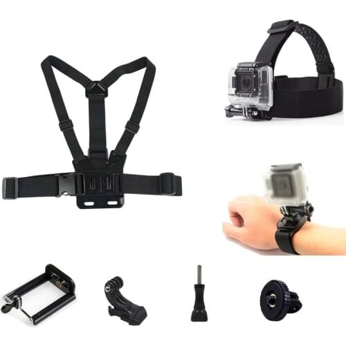 Action Camera Accessories kits Chest head wrist straps mounts for GoPro Hero 6 5 4 3 HERO5 SJCAM SJ4000 support mobile phone