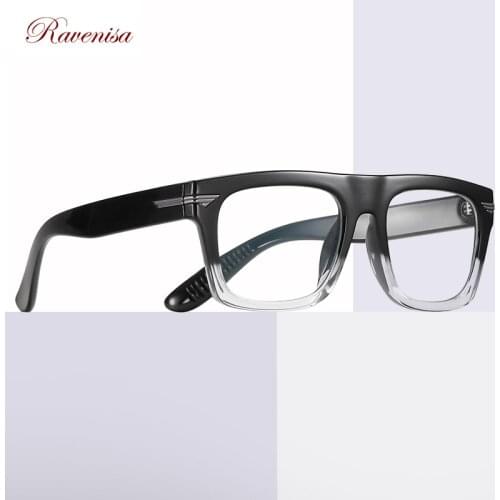 RAVENISA Trendy Fashion Square Men Women Optical Glasses 2020 Anit Blue Blocking LensesTR90 Black Transparent Frame