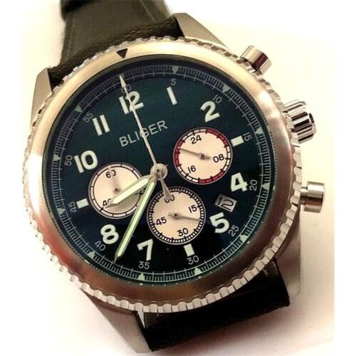 BLINGER 2021 new hot-selling luxury brand, business office leisure sports sapphire rubber black strap waterproof mens watch