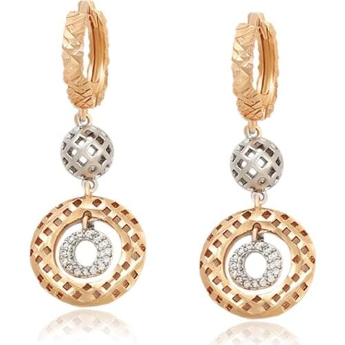 MxGxFam 18k mix White Gold Plated Drop Round Earrings Women Europe Style High quality AAA+ Zircon