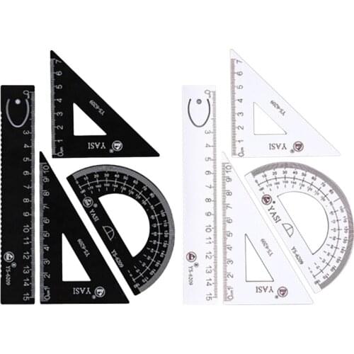 Math Drawing Tool kit 2 Pcs Triangular Ruler/1 Pc Protractor/1 Pc Straight Ruler for Students Engineers Math Geometry