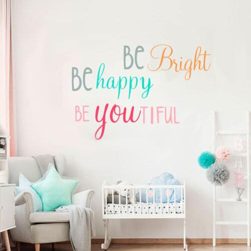 Be ruight Be happy Wall sticker colorful English proverbs bedroom living room tiful decoration mural Creative stickers wallpaper