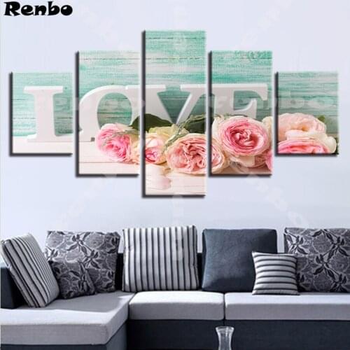Wall sticker decor Diamond Embroidery 5 Pieces 5D diamond painting home sweet home DIY Diamond Mosaic Picture Pasted art A20