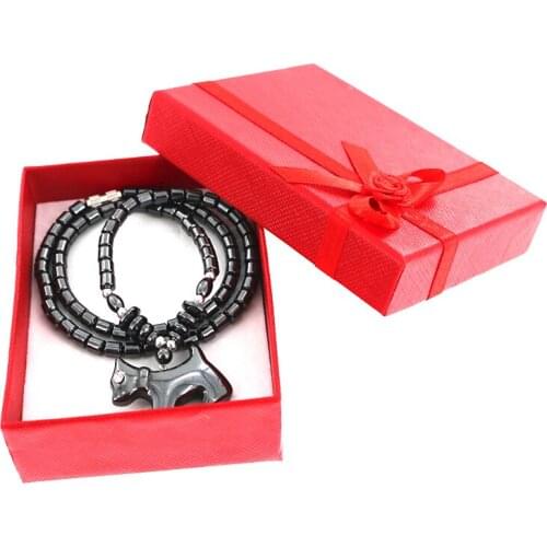 NewFashion Black Carnelian Dog Shape Pendant Necklace with Gift Box Women Animals Natural Stone Onyx Necklaces for Girls Jewelry