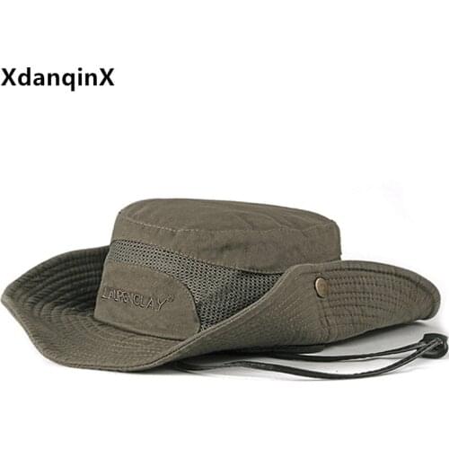 Summer Mens Panama Bucket Hat Cotton Mesh Breathable Fishing Cap With Windproof Rope Foldable Rock Climbing Tourist Beach Hats